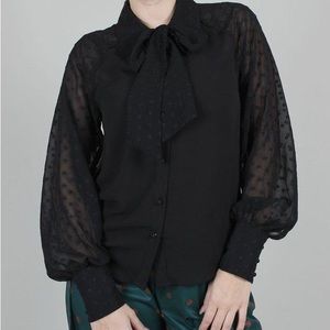 NWT Voodoo Vixen Black Sheer Winona Blouse Black